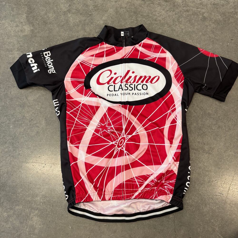 Vintage Y2K Ciclismo Classico Cycling Bike Jersey Red Black XL - Picture 1 of 5